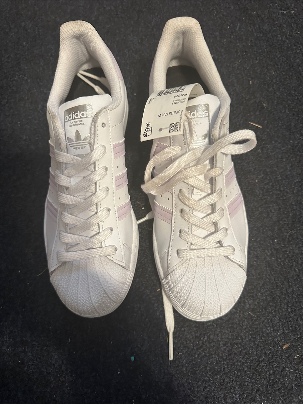 Adidas SUPERSTAR White Sneakers with Light Pink Stripes